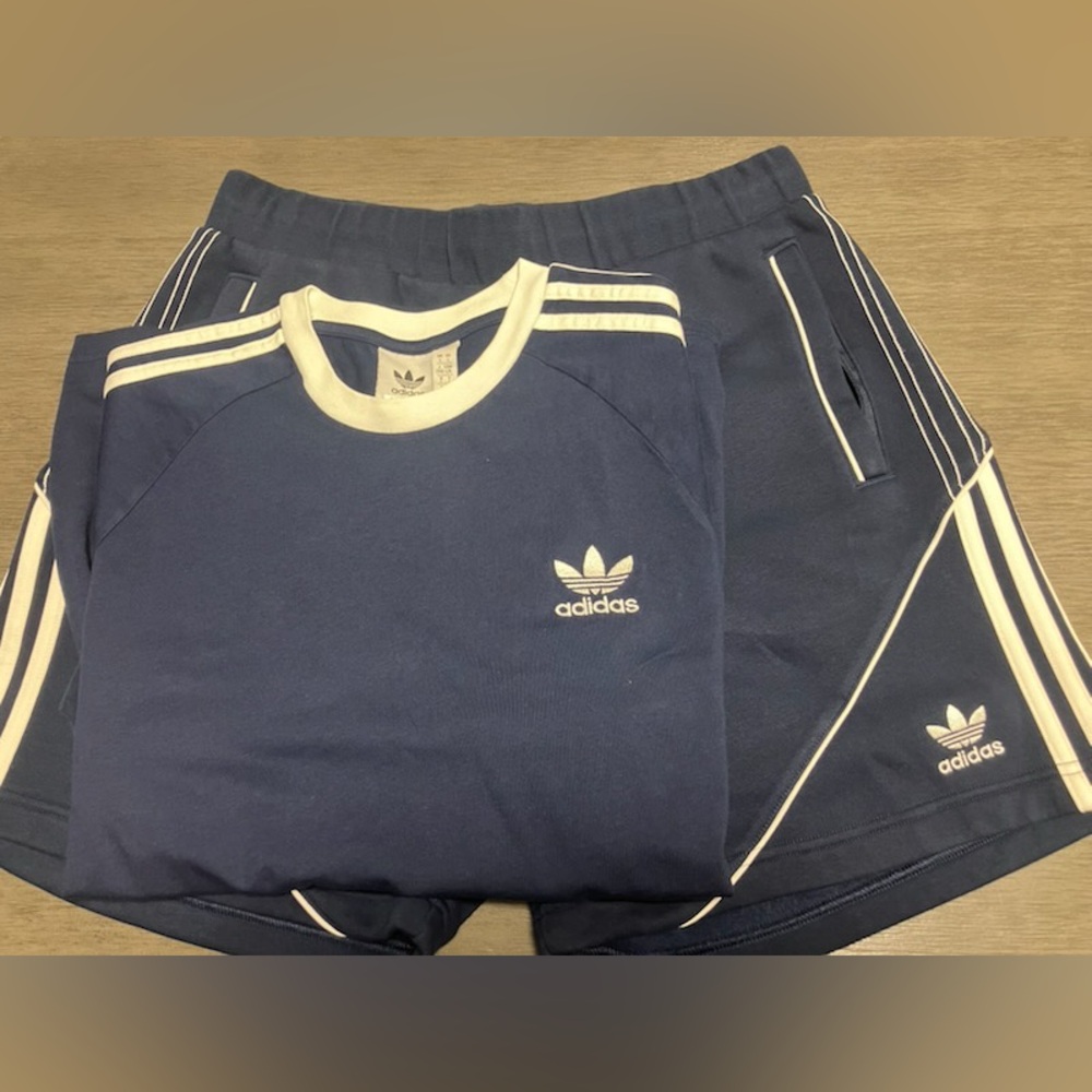adidas Originals Navy and White Men's Shirt and shorts set